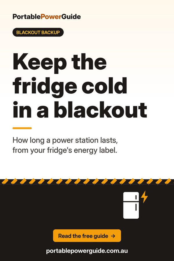Running a fridge in a blackout: Portable Power Guide summary graphic